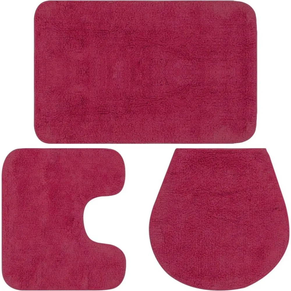 vidaXL Conjunto de alfombrillas de baño de tela 3 piezas fucsia Online