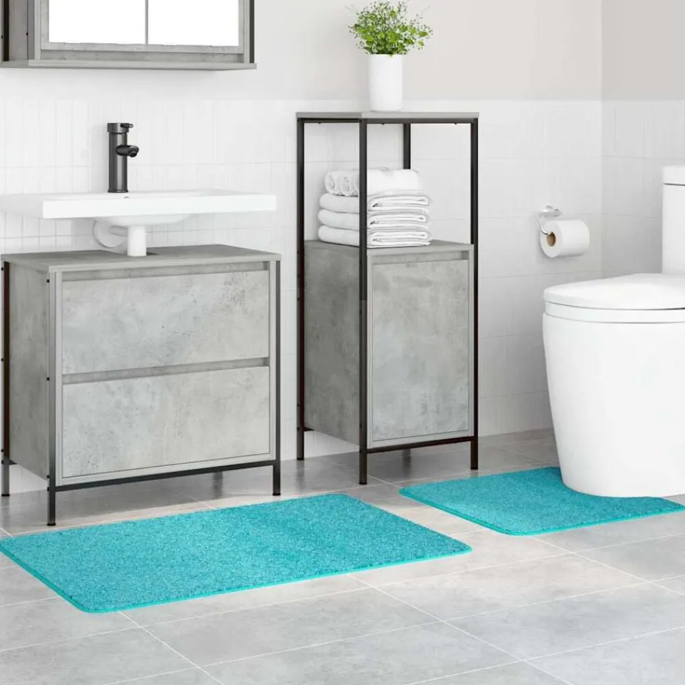 vidaXL Conjunto de alfombra de baño antideslizante 2 pcs PP Tuquesa Online