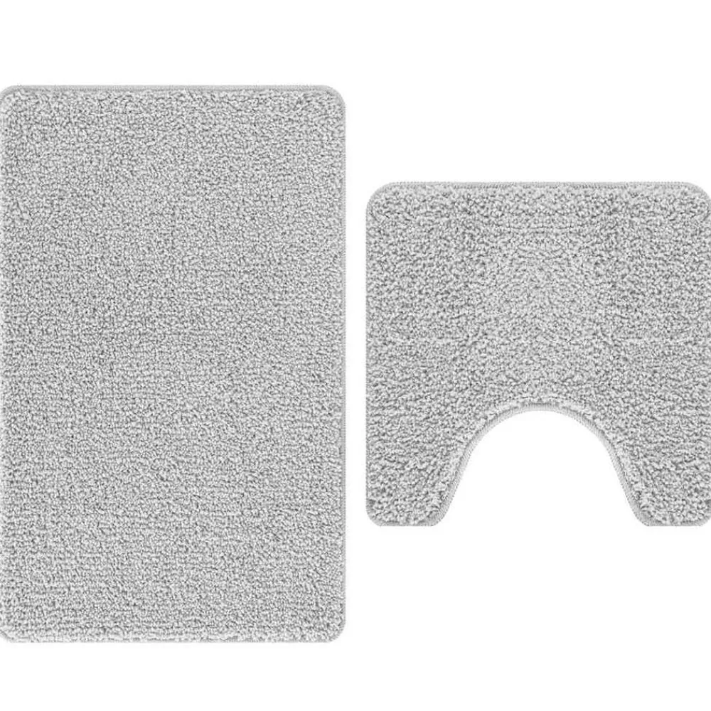 vidaXL Conjunto de alfombra de baño antideslizante 2 pcs PP Gris Online