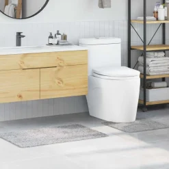 vidaXL Conjunto de alfombra de baño antideslizante 2 pcs PP Gris Online
