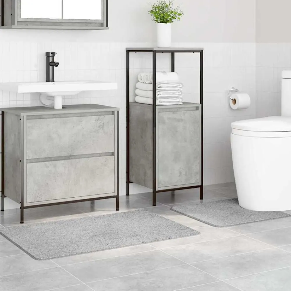 vidaXL Conjunto de alfombra de baño antideslizante 2 pcs PP Gris Online