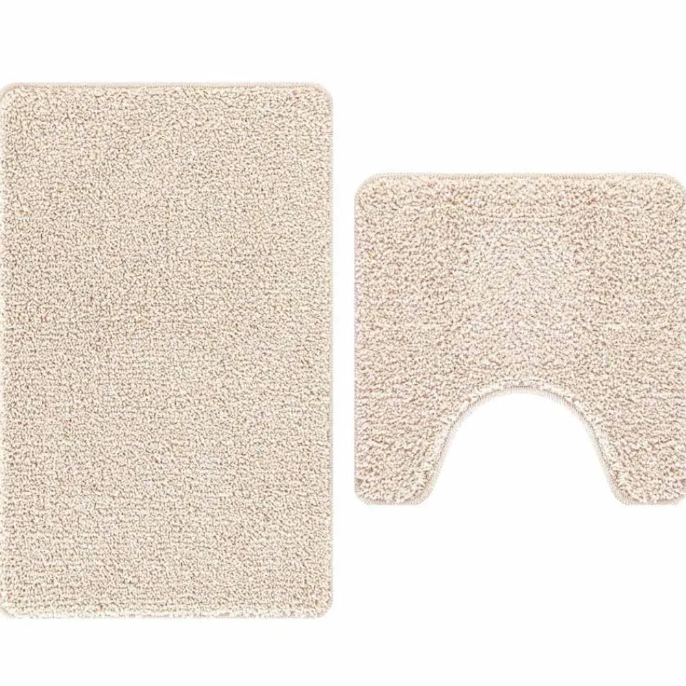 vidaXL Conjunto de alfombra de baño antideslizante 2 pcs PP Crema Hot