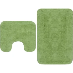 vidaXL Conjunto de alfombrillas de baño de tela 2 piezas Verde New