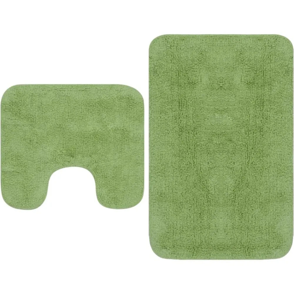 vidaXL Conjunto de alfombrillas de baño de tela 2 piezas Verde New