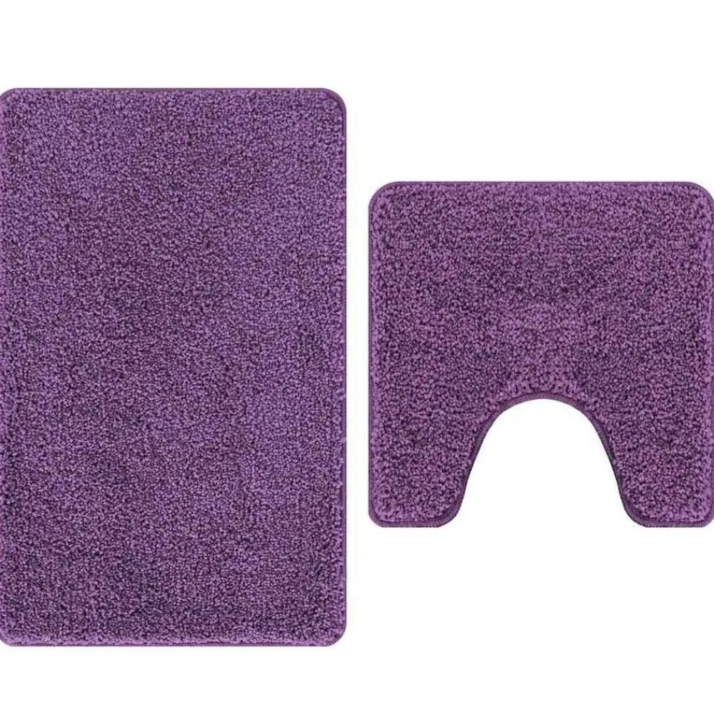 vidaXL Accesorios Para El Baño-Conjunto de alfombra de baño antideslizante 2 pcs PP