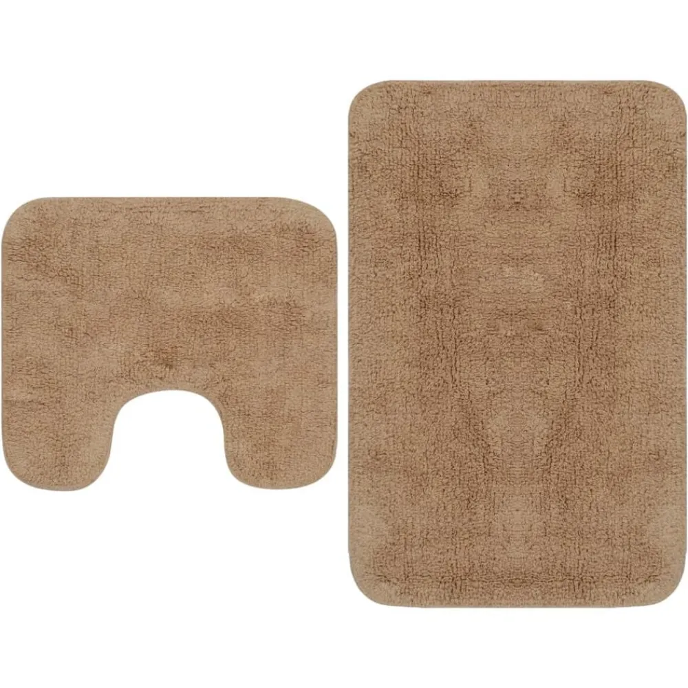 vidaXL Conjunto de alfombrillas de baño de tela 2 piezas Beige Clearance