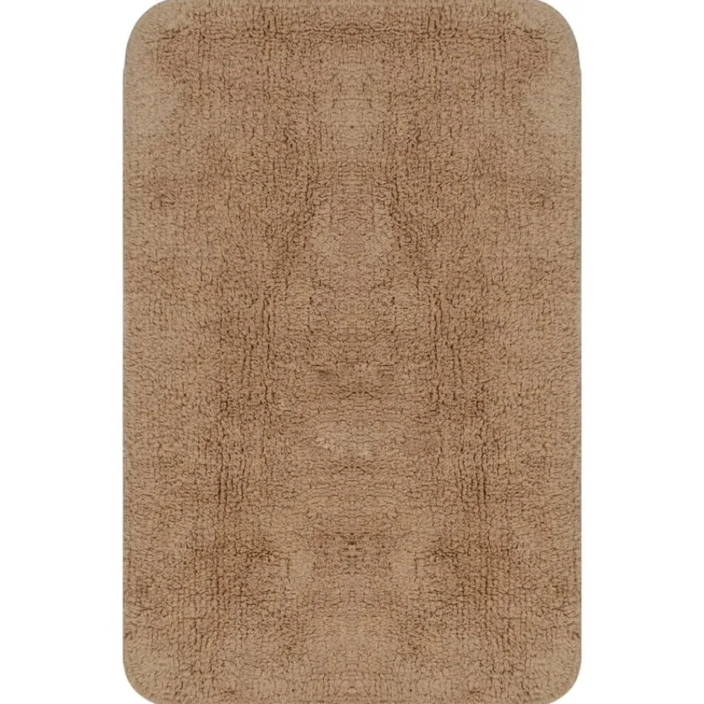 vidaXL Conjunto de alfombrillas de baño de tela 2 piezas Beige Clearance