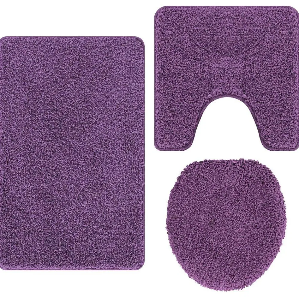 vidaXL Accesorios Para El Baño-Conjunto de alfombra de baño antideslizante 3 pcs PP