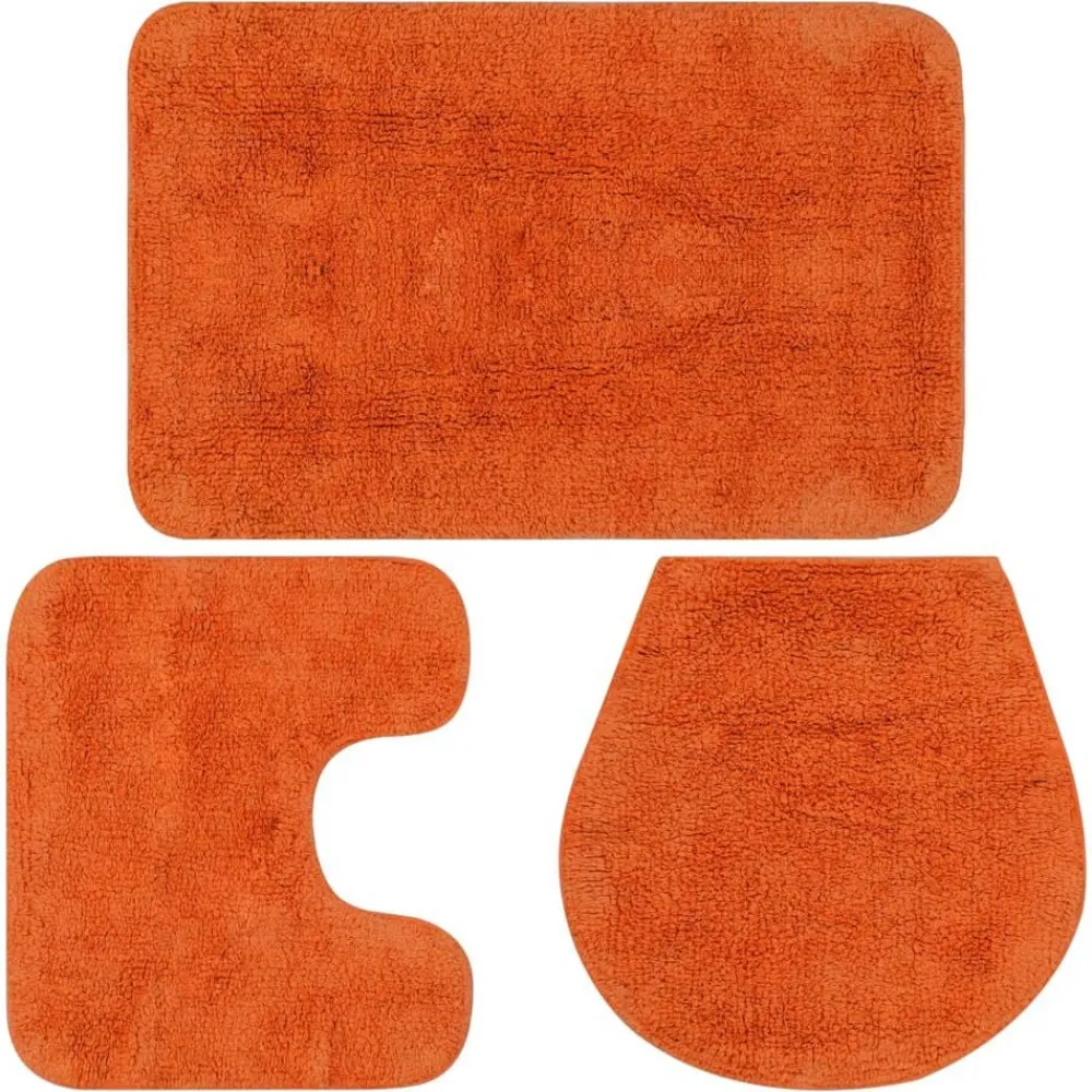 vidaXL Accesorios Para El Baño-Conjunto de alfombrillas de baño de tela 3 piezas