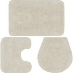 vidaXL Conjunto de alfombrillas de baño de tela 3 piezas Blanco Hot