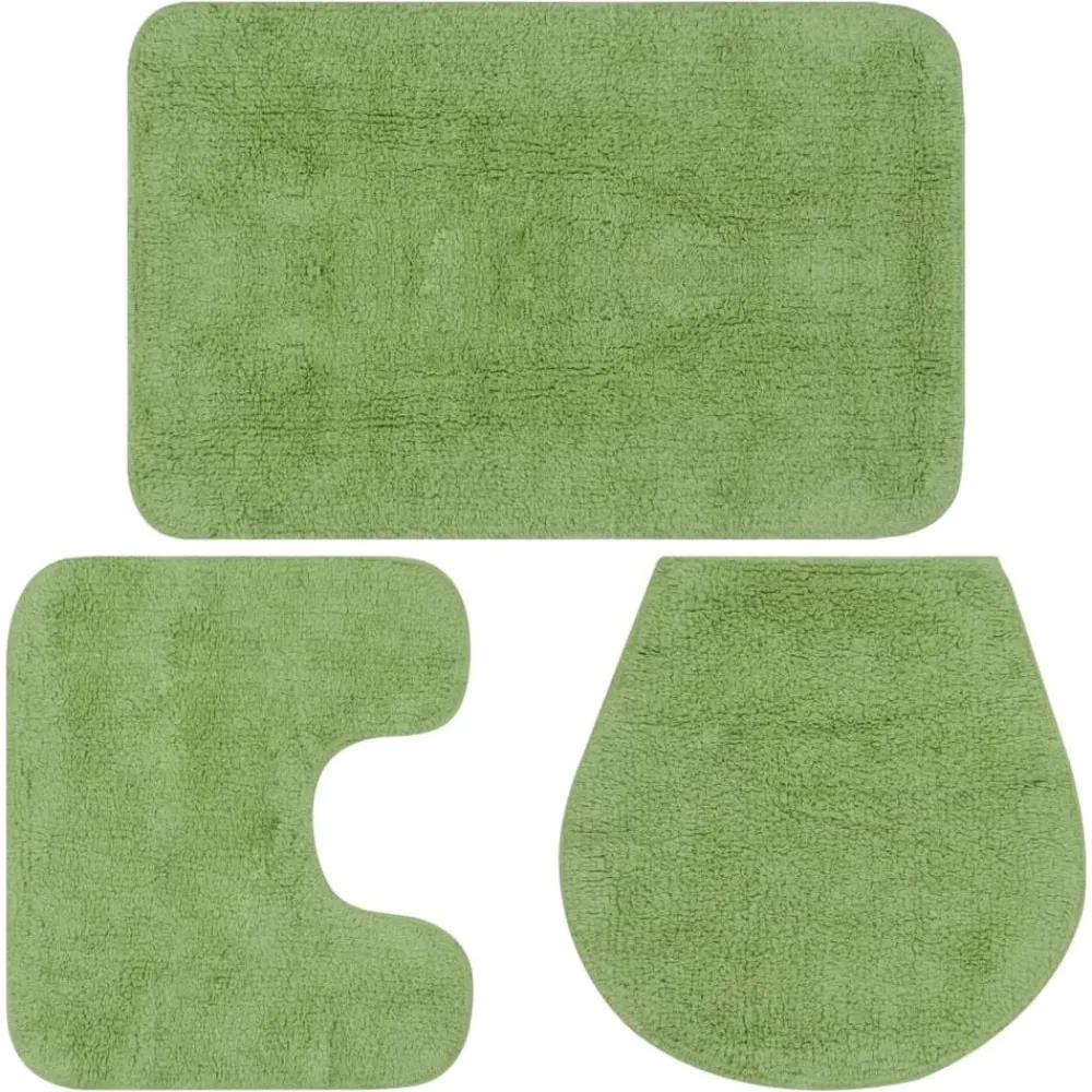 vidaXL Conjunto de alfombrillas de baño de tela 3 piezas Verde Best