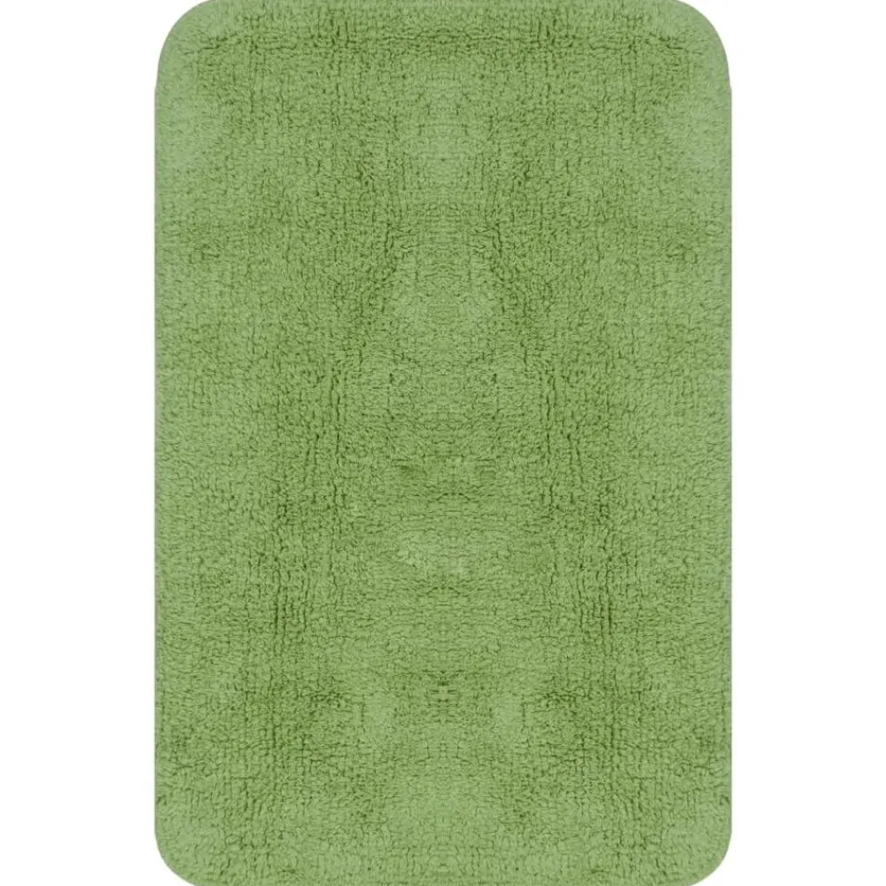 vidaXL Conjunto de alfombrillas de baño de tela 3 piezas Verde Best