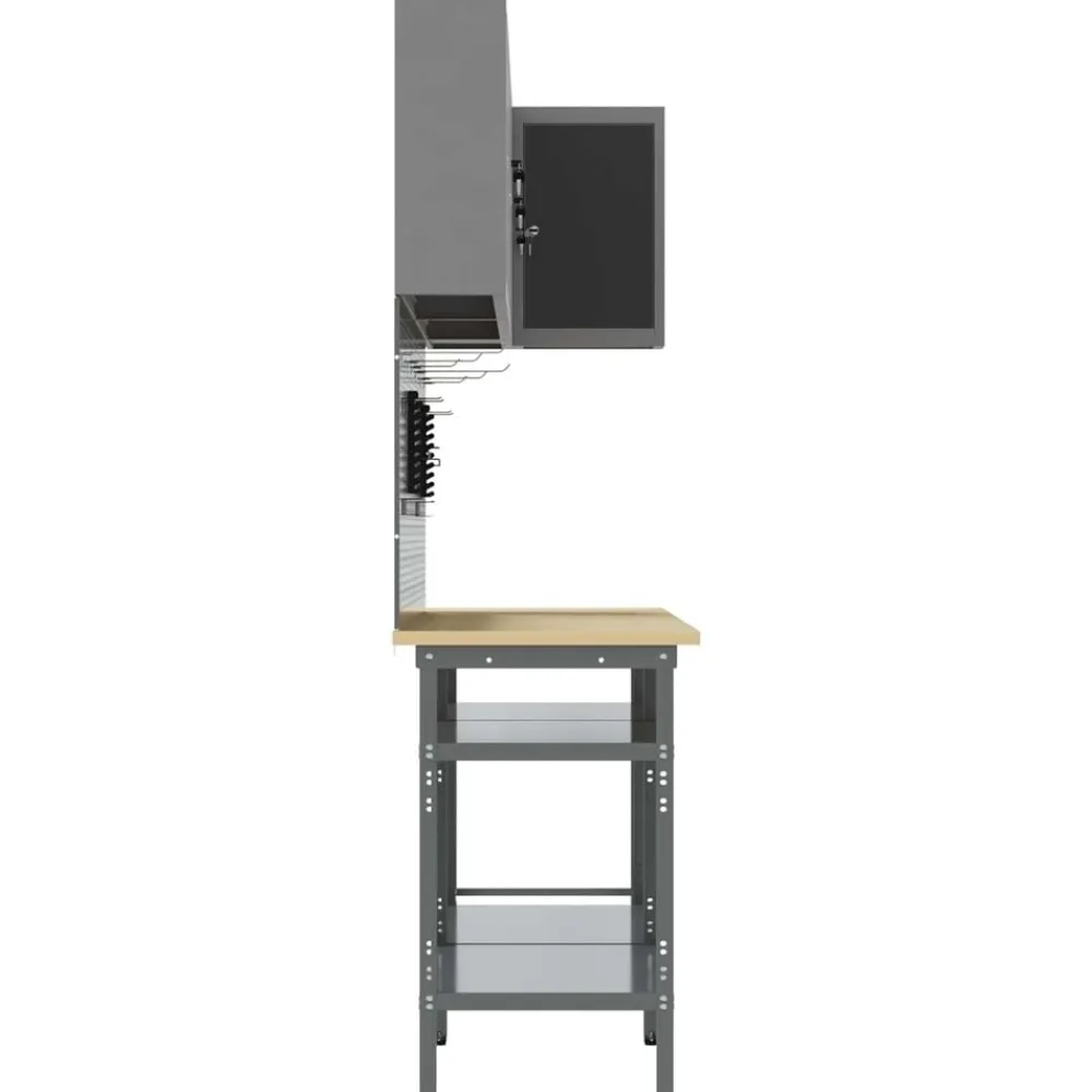 vidaXL Accesorios De Bricolaje-Conjunto de armarios de trabajo con estante 10 pcs y Gris