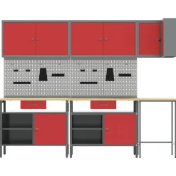 vidaXL Accesorios De Bricolaje-Conjunto de armarios de trabajo con cajón 10 pcs y Gris
