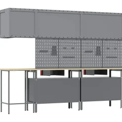 vidaXL Accesorios De Bricolaje-Conjunto de armarios de trabajo con cajón 10 pcs y Gris
