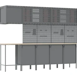 vidaXL Conjunto de armarios de trabajo con cajón 12 pcs y Gris Rojo Clearance