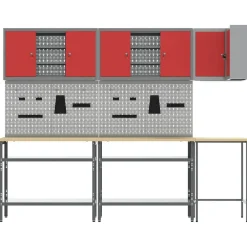 vidaXL Accesorios De Bricolaje-Conjunto de armarios de trabajo con estante 10 pcs y Gris