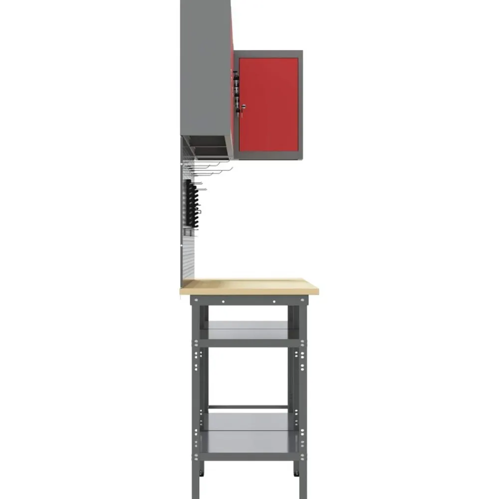 vidaXL Accesorios De Bricolaje-Conjunto de armarios de trabajo con estante 10 pcs y Gris