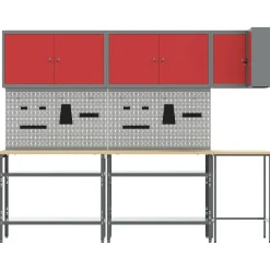 vidaXL Conjunto de armarios de trabajo con estante 10 pcs y Gris Rojo Clearance