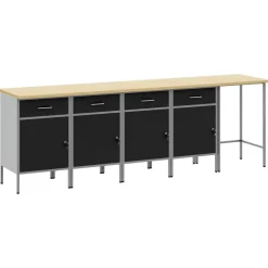 vidaXL Accesorios De Bricolaje-Conjunto de armarios de trabajo con cajón 5 pcs y Gris