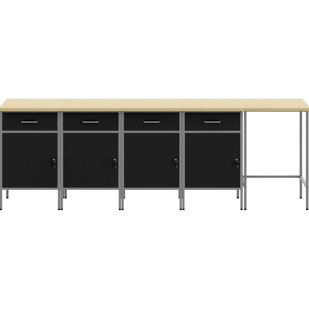 vidaXL Accesorios De Bricolaje-Conjunto de armarios de trabajo con cajón 5 pcs y Gris