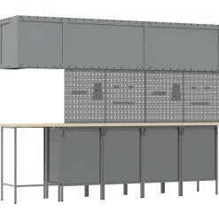 vidaXL Conjunto de armarios de trabajo con cajón 12 pcs y Gris Rojo New