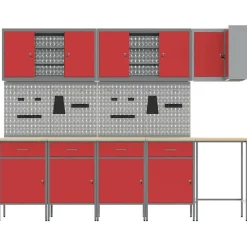 vidaXL Conjunto de armarios de trabajo con cajón 12 pcs y Gris Rojo Discount