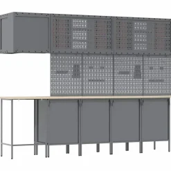 vidaXL Conjunto de armarios de trabajo con cajón 12 pcs y Gris Rojo Discount