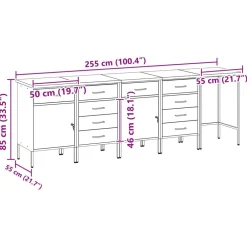 vidaXL Conjunto de armarios de trabajo con cajón 5 pcs y Gris Negro