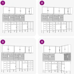 vidaXL Accesorios De Bricolaje-Conjunto de armarios de trabajo con cajón 12 pcs y Gris