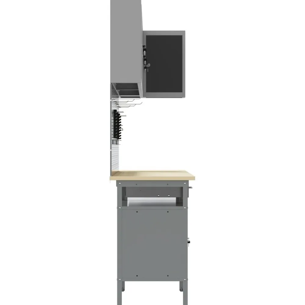 vidaXL Accesorios De Bricolaje-Conjunto de armarios de trabajo con cajón 10 pcs y Gris