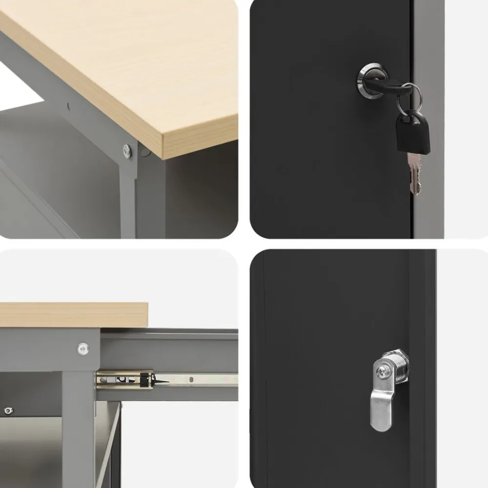 vidaXL Accesorios De Bricolaje-Conjunto de armarios de trabajo con cajón 10 pcs y Gris