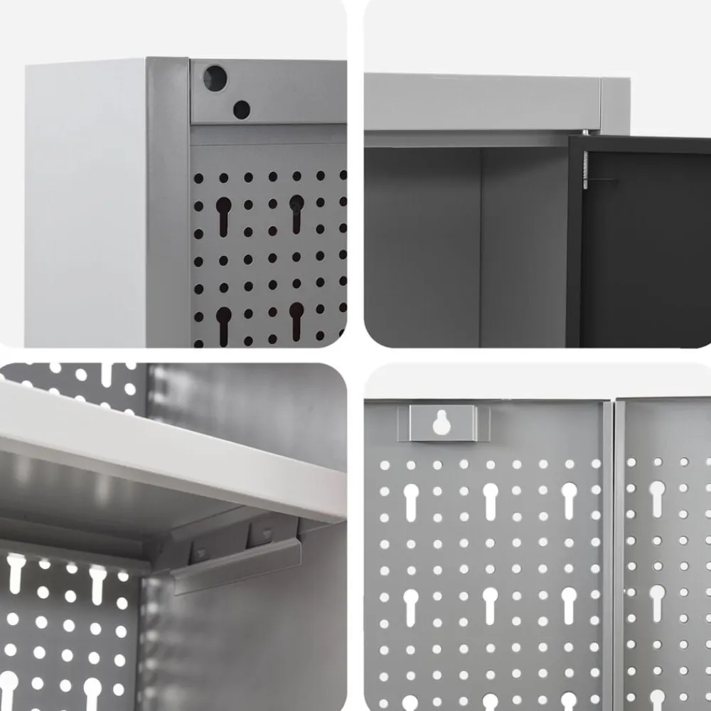 vidaXL Accesorios De Bricolaje-Conjunto de armarios de trabajo con cajón 10 pcs y Gris