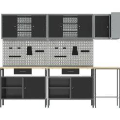 vidaXL Accesorios De Bricolaje-Conjunto de armarios de trabajo con cajón 10 pcs y Gris