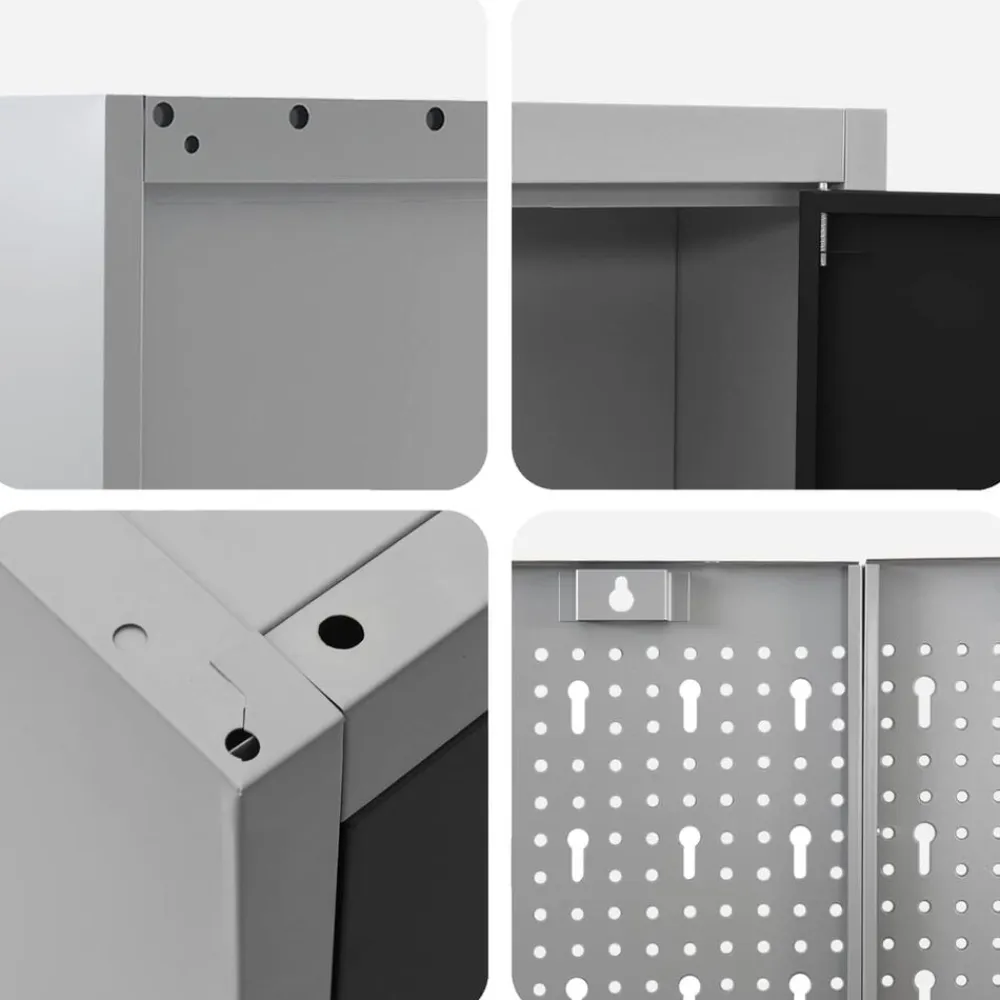 vidaXL Accesorios De Bricolaje-Conjunto de armarios de trabajo con cajón 12 pcs y Gris