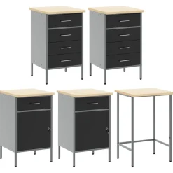 vidaXL Accesorios De Bricolaje-Conjunto de armarios de trabajo con cajón 12 pcs y Gris