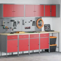 vidaXL Accesorios De Bricolaje-Conjunto de armarios de trabajo con cajón 12 pcs y Gris
