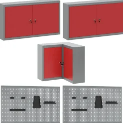 vidaXL Accesorios De Bricolaje-Conjunto de armarios de trabajo con cajón 12 pcs y Gris