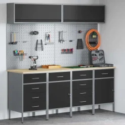 vidaXL Accesorios De Bricolaje-Conjunto de armarios de trabajo con cajón Manual 10 pcs