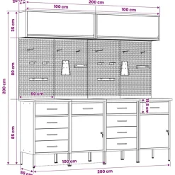 vidaXL Accesorios De Bricolaje-Conjunto de armarios de trabajo con cajón Manual 10 pcs