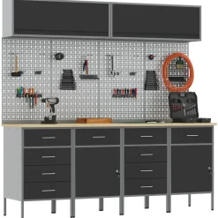 vidaXL Accesorios De Bricolaje-Conjunto de armarios de trabajo con cajón Manual 10 pcs