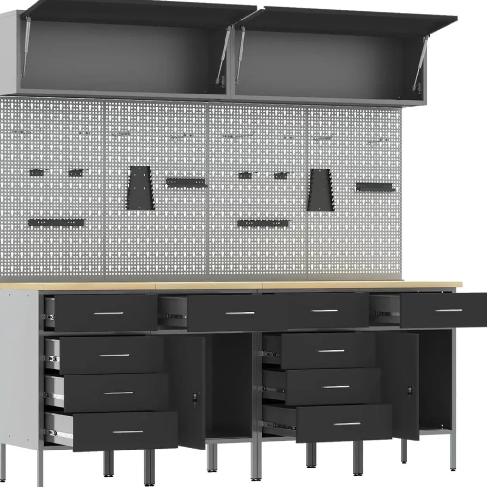 vidaXL Accesorios De Bricolaje-Conjunto de armarios de trabajo con cajón Manual 10 pcs