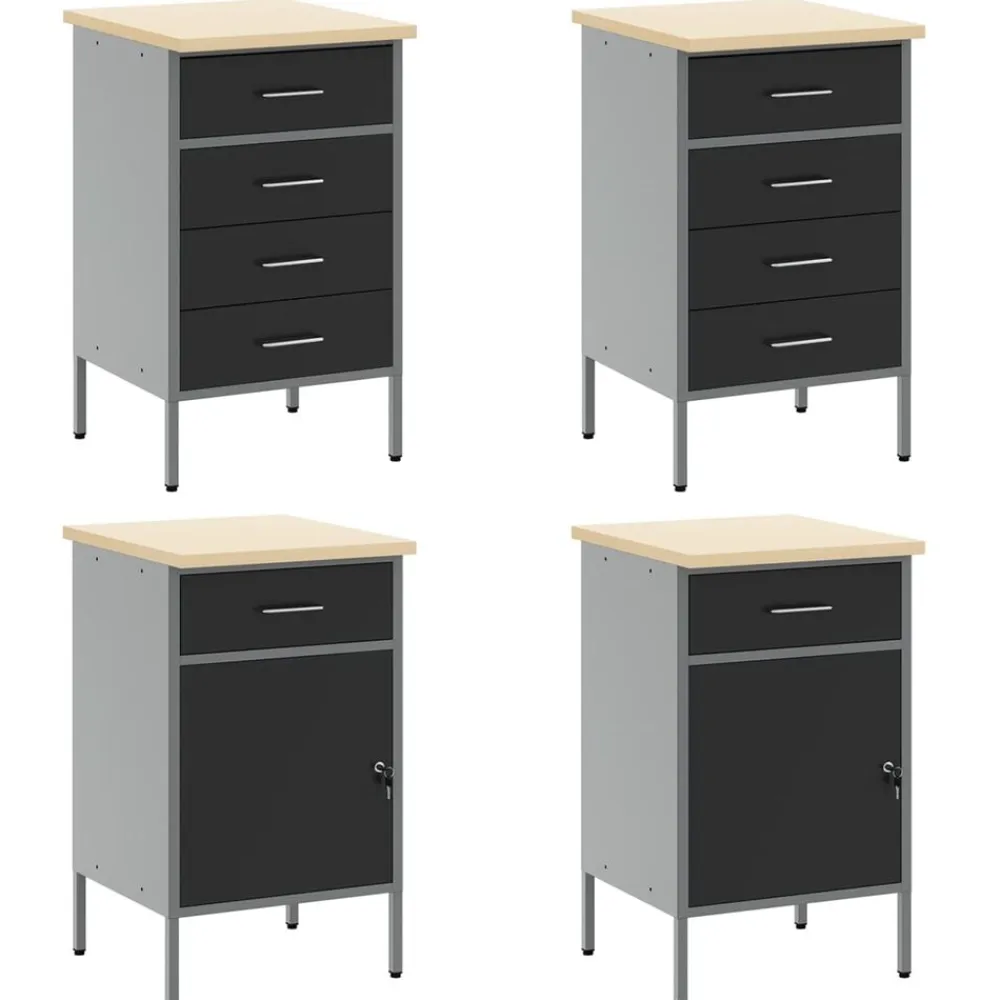 vidaXL Accesorios De Bricolaje-Conjunto de armarios de trabajo con cajón Manual 10 pcs