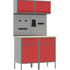 vidaXL Conjunto de armarios de trabajo con cajón Manual 6 pcs Rojo Discount