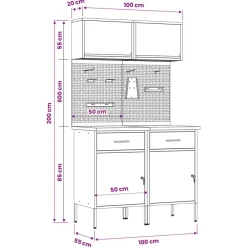 vidaXL Conjunto de armarios de trabajo con cajón Manual 6 pcs Rojo Discount