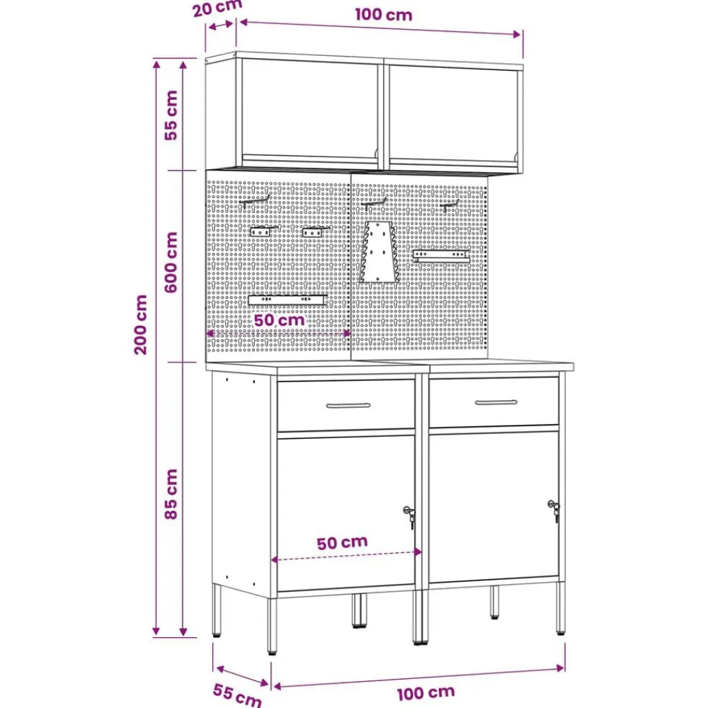 vidaXL Conjunto de armarios de trabajo con cajón Manual 6 pcs Rojo Discount