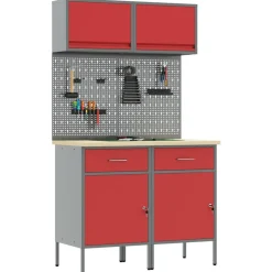 vidaXL Conjunto de armarios de trabajo con cajón Manual 6 pcs Rojo Discount