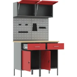 vidaXL Conjunto de armarios de trabajo con cajón Manual 6 pcs Rojo Discount