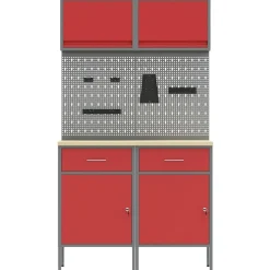 vidaXL Conjunto de armarios de trabajo con cajón Manual 6 pcs Rojo Discount