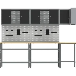 vidaXL Accesorios De Bricolaje-Conjunto de armarios de trabajo con estante 10 pcs y Gris